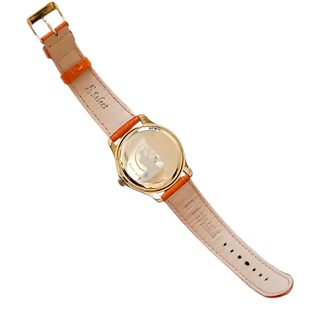 Stauer Metropolitan Watch Mens 39mm Gold Tone Dial Leather Band Date WORKS VIDEO